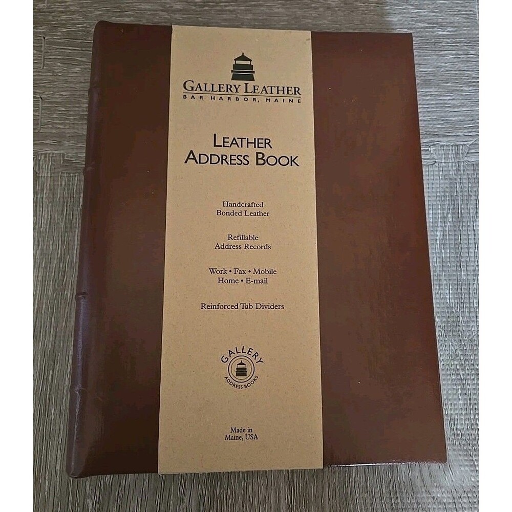 Gallery Leather Desk Address Book Handcrafted Bonded Leather 9"x7" Made In USA